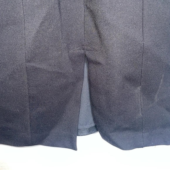 J. Crew Long Sleeved Black Dress with Black and Navy Leather Front 00 - Picture 5 of 12